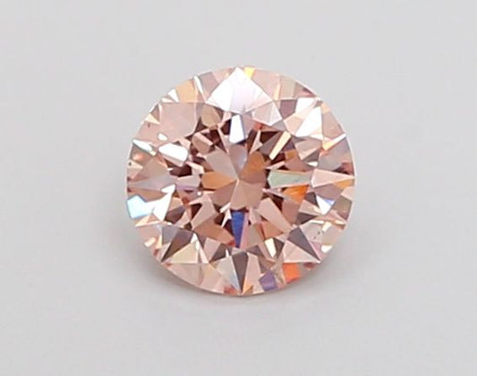 Lab-Grown Round Diamond - 0.63 Carats, Fancy Brownish Pink Color, VS2 Clarity - Certified by IGI - Report Number: LG680510072
