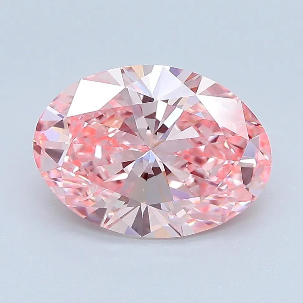 2,55 ct ovaler, im Labor gezüchteter Diamant (Farbe: Fancy Vivid Pink, Reinheit: VVS2, IGI-zertifiziert)
