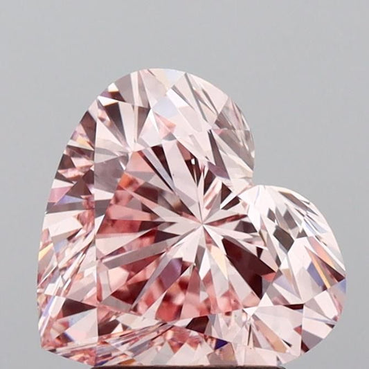 Lab-Grown Heart Diamond - 2.6 Carats, Fancy Intense Pink Color, VS1 Clarity - Certified by IGI - Report Number: LG654408278