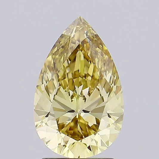 Diamant de laboratoire taille poire de 2,22 ct (couleur jaune brunâtre fantaisie, pureté VVS2, certifié IGI)