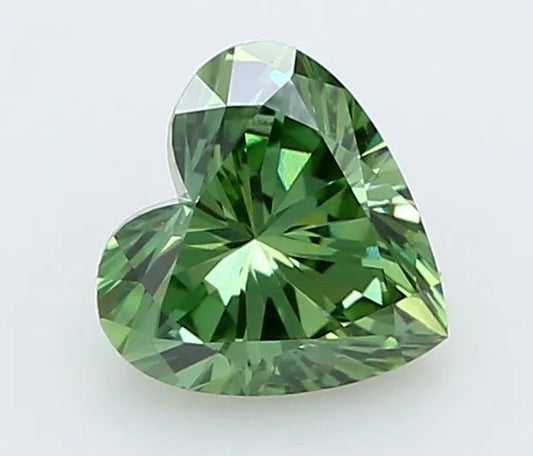 Diamant de laboratoire en forme de cœur de 0,45 ct (couleur vert vif fantaisie, pureté VVS2, certifié IGI)