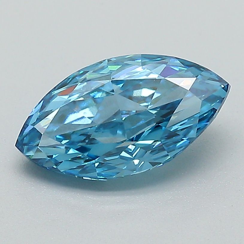 Lab-Grown Marquise Diamond - 1.61 Carats, Fancy Vivid Blue Color, VS1 Clarity - Certified by IGI - Report Number: LG606335416