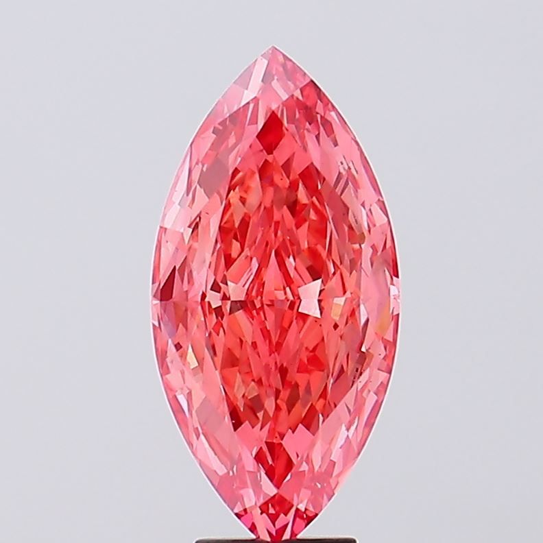 Lab-Grown Marquise Diamond - 6.39 Carats, Fancy Vivid Pink Color, VS2 Clarity - Certified by IGI - Report Number: LG638445395