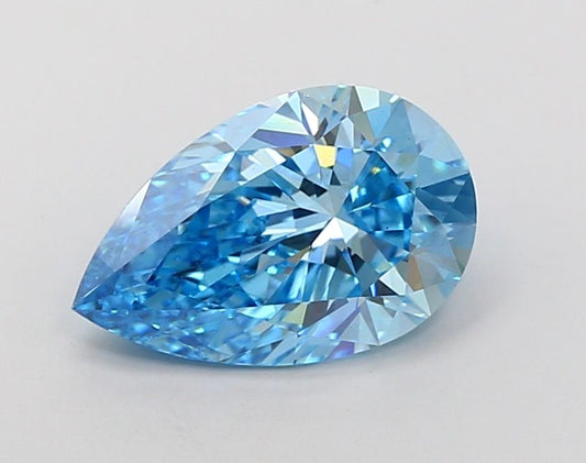 Lab-Grown Pear Diamond - 3.08 Carats, Fancy Vivid Blue Color, VS1 Clarity - Certified by IGI - Report Number: LG689506958