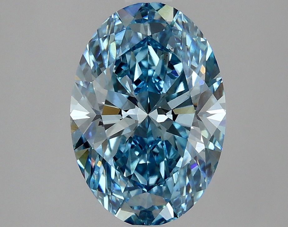 Lab-Grown Oval Diamond - 2.51 Carats, Fancy Vivid Blue Color, VS2 Clarity - Certified by IGI - Report Number: LG634426725