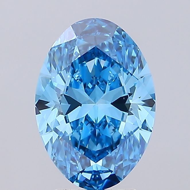 Lab-Grown Oval Diamond - 4.0 Carats, Fancy Vivid Blue Color, VVS2 Clarity - Certified by IGI - Report Number: LG678582946