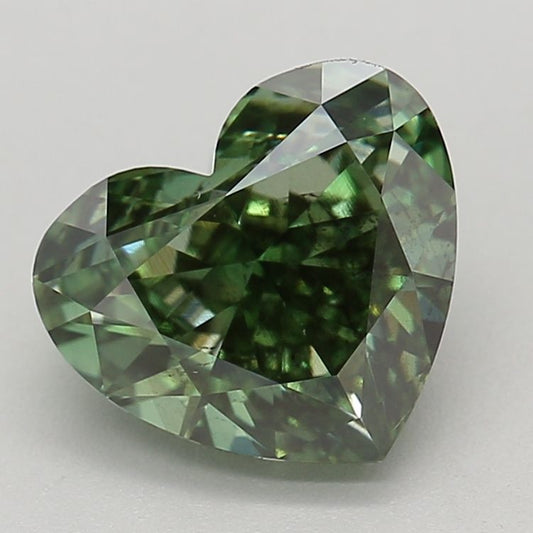 Lab-Grown Heart Diamond - 1.47 Carats, Fancy Vivid Green Color, SI1 Clarity - Certified by IGI - Report Number: LG640411225