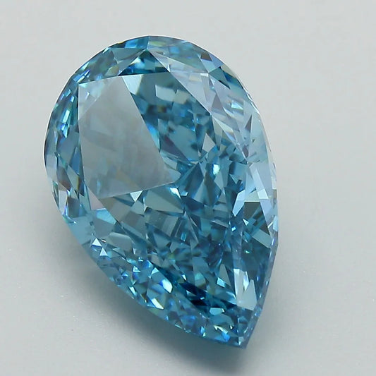 6,47 ct birnenförmiger, im Labor gezüchteter Diamant (Farbe: Fancy Vivid Blue, Reinheit: VS1, IGI-zertifiziert)