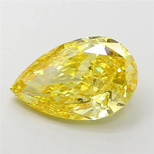 7,03 ct birnenförmiger, im Labor gezüchteter Diamant (Farbe: Fancy Vivid Yellow, Reinheit: VS1, IGI-zertifiziert)