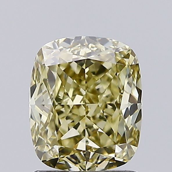 Lab-Grown Cushion Diamond - 1.52 Carats, Fancy Intense Gray Yellow Color, VVS2 Clarity - Certified by IGI - Report Number: LG654492788