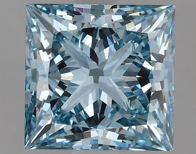 Lab-Grown Princess Diamond - 2.7 Carats, Fancy Vivid Blue Color, VS2 Clarity - Certified by IGI - Report Number: LG632454986