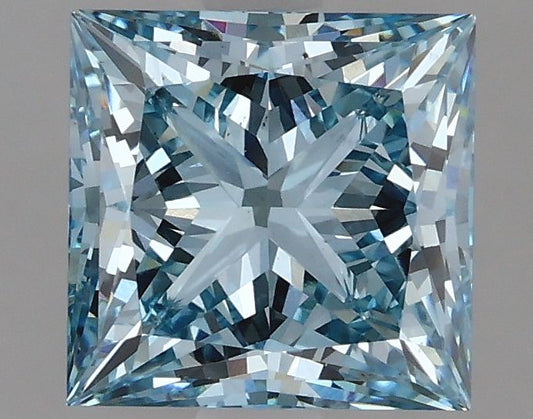 Lab-Grown Princess Diamond - 2.7 Carats, Fancy Vivid Blue Color, VS2 Clarity - Certified by IGI - Report Number: LG632454986