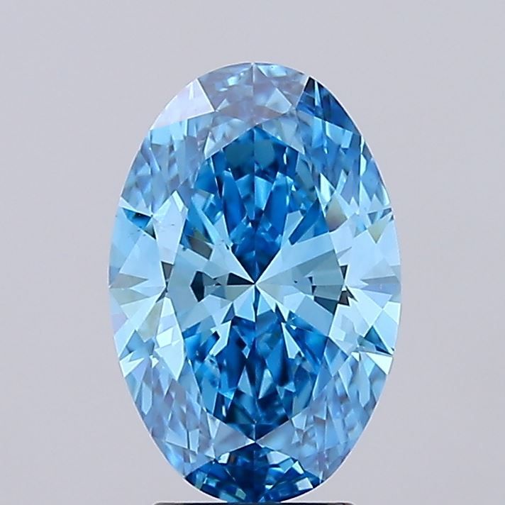 Lab-Grown Oval Diamond - 3.05 Carats, Fancy Vivid Blue Color, VS2 Clarity - Certified by IGI - Report Number: LG685596926