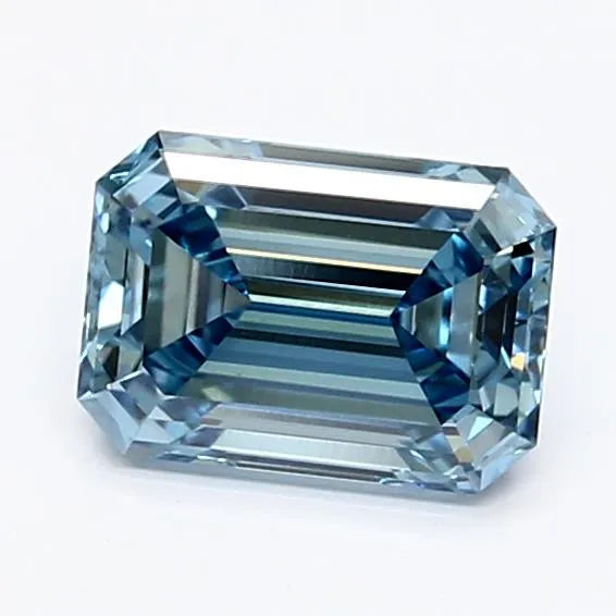 1.00ct Emerald Lab Grown Diamond (Colour Fancy Vivid Blue, Clarity VVS2, IGI Certified)
