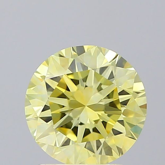 Lab-Grown Round Diamond - 1.58 Carats, Fancy Vivid Yellow Color, VVS2 Clarity - Certified by IGI - Report Number: LG605333539