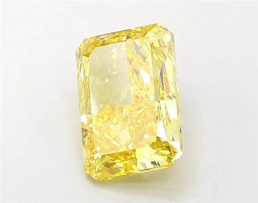 Diamant de laboratoire radiant de 6,14 ct (couleur jaune vif fantaisie, pureté VVS2, certifié IGI)