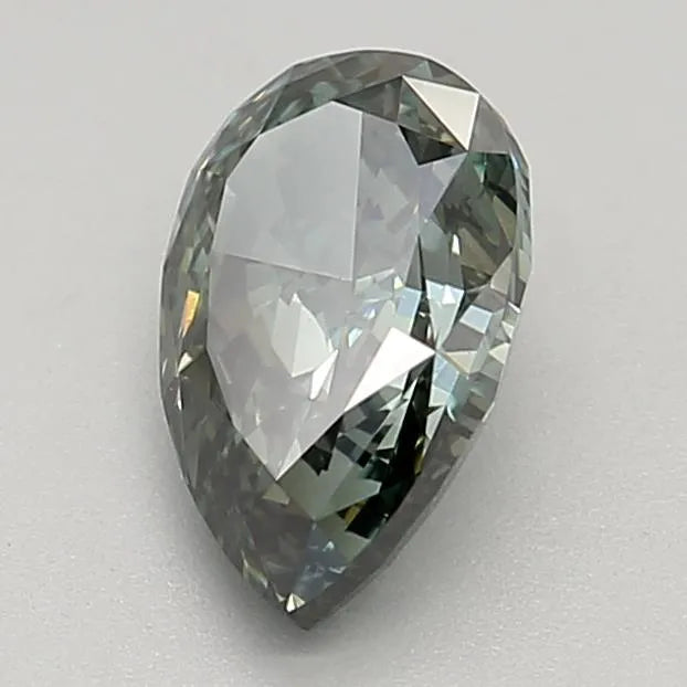 Diamant de laboratoire taille poire de 1,36 ct (couleur vert foncé fantaisie, pureté VVS2, taille GD, certifié IGI)