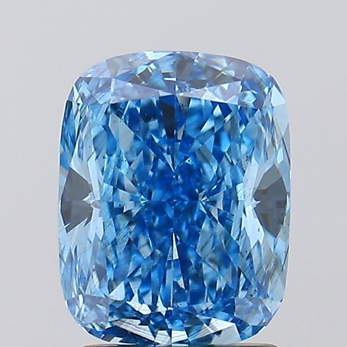 Lab-Grown Cushion Diamond - 2.11 Carats, Fancy Vivid Blue Color, SI1 Clarity - Certified by IGI - Report Number: LG588347121