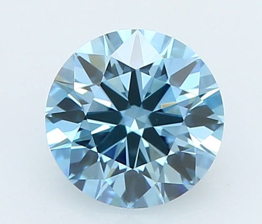 Lab-Grown Round Diamond - 0.45 Carats, Fancy Vivid Blue Color, VVS2 Clarity - Certified by IGI - Report Number: LG663402303