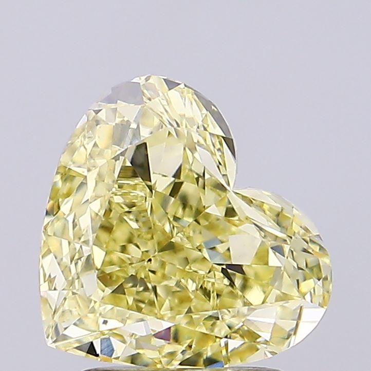 Lab-Grown Heart Diamond - 2.52 Carats, Fancy Intense Yellow Color, VS1 Clarity - Certified by IGI - Report Number: LG677541906