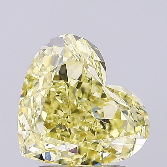 Lab-Grown Heart Diamond - 2.52 Carats, Fancy Intense Yellow Color, VS1 Clarity - Certified by IGI - Report Number: LG677541906