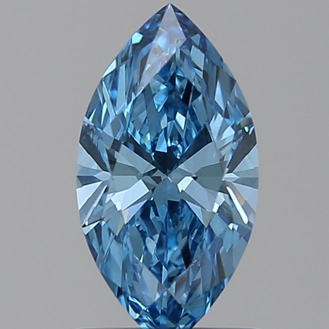 Lab-Grown Marquise Diamond - 0.9 Carats, Fancy Vivid Blue Color, VVS2 Clarity - Certified by IGI - Report Number: LG585336488