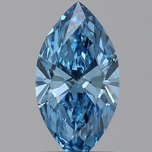 Lab-Grown Marquise Diamond - 0.9 Carats, Fancy Vivid Blue Color, VVS2 Clarity - Certified by IGI - Report Number: LG585336488