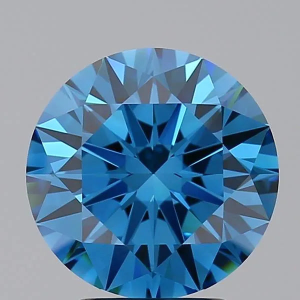 3.00ct Round Lab Grown Diamond (Colour Fancy Vivid Blue, Clarity VVS2, Cut ID, IGI Certified)