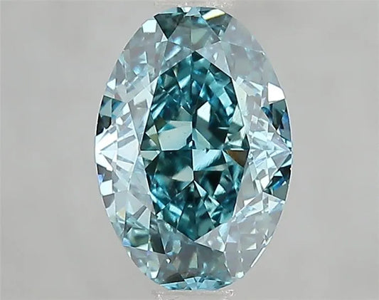 1,81 ct ovaler, im Labor gezüchteter Diamant (Farbe: Fancy Vivid Greenish Blue, Reinheit: VVS2, IGI-zertifiziert)