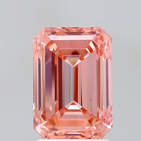 Lab-Grown Emerald Diamond - 2.52 Carats, Fancy Vivid Pink Color, VS1 Clarity - Certified by IGI - Report Number: LG674501812