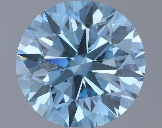 Lab-Grown Round Diamond - 1.52 Carats, Fancy Vivid Blue Color, VVS1 Clarity - Certified by IGI - Report Number: LG636412155