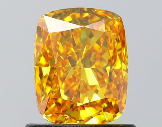 Lab-Grown Cushion Diamond - 1.02 Carats, Fancy Vivid Yellow Color, VS2 Clarity - Certified by IGI - Report Number: LG649497864