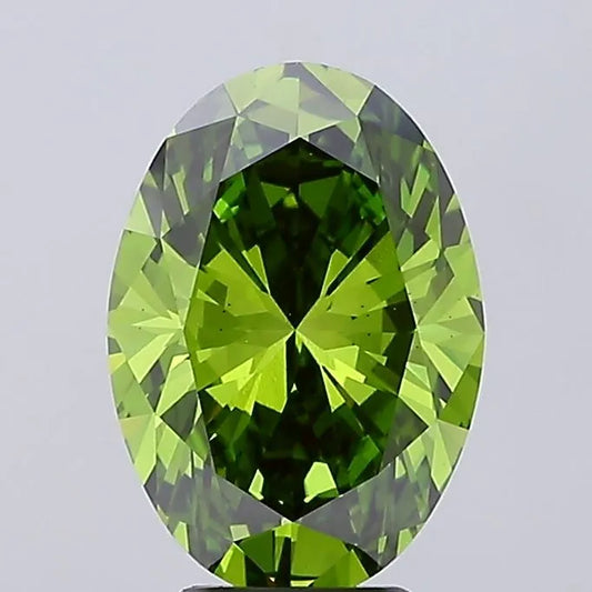 4,87 ct ovaler, im Labor gezüchteter Diamant (Farbe: Fancy Vivid Green, Reinheit: VS2, IGI-zertifiziert)