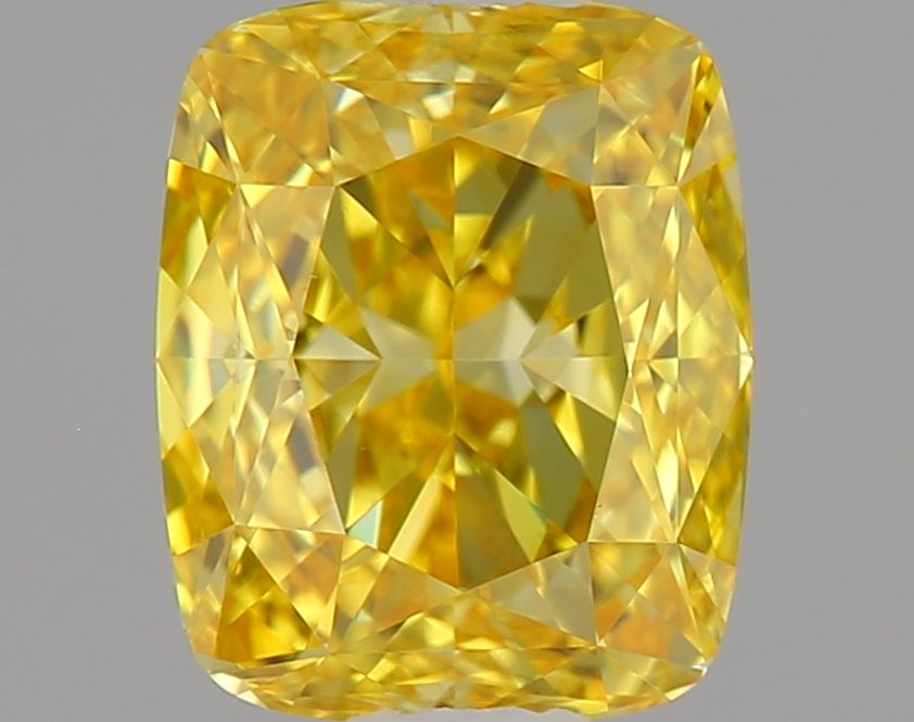 Lab-Grown Cushion Diamond - 0.73 Carats, Fancy Vivid Yellow Color, VVS2 Clarity - Certified by IGI - Report Number: LG637443720
