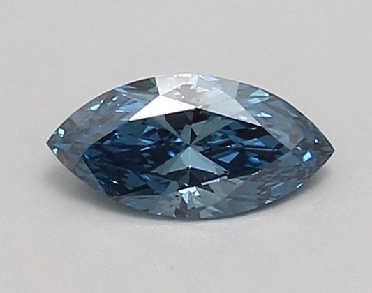 Lab-Grown Marquise Diamond - 0.52 Carats, Fancy Vivid Blue Color, VS2 Clarity - Certified by IGI - Report Number: LG689535963