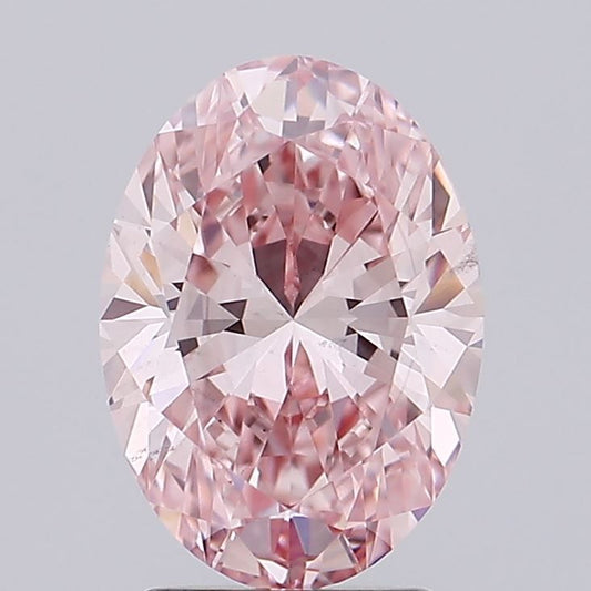 Lab-Grown Oval Diamond - 2.5 Carats, Fancy Vivid Pink Color, VS2 Clarity - Certified by IGI - Report Number: LG617427072