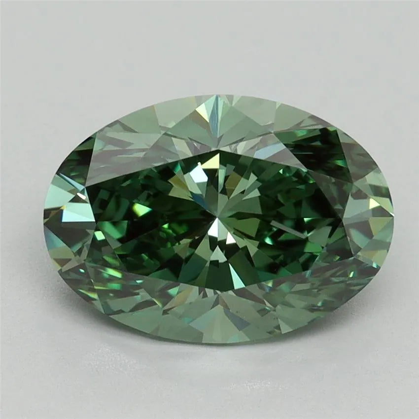 3.10ct Oval Lab Grown Diamond (Colour Fancy Vivid Green, Clarity VS1, IGI Certified)