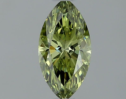 Lab-Grown Marquise Diamond - 0.5 Carats, Fancy Vivid Green Color, VVS2 Clarity - Certified by IGI - Report Number: LG641414350