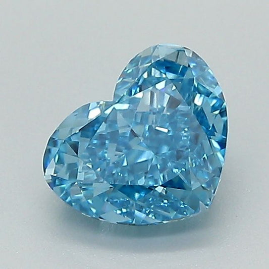 Lab-Grown Heart Diamond - 1.14 Carats, Fancy Vivid Blue Color, VVS2 Clarity - Certified by IGI - Report Number: LG639464657