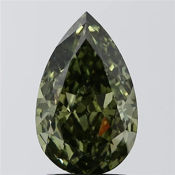 Diamant de laboratoire de 2,14 ct, taille poire (couleur vert intense fantaisie, pureté VS2, certifié IGI)