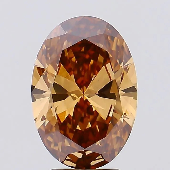 3.72ct Oval Lab Grown Diamond (Colour Fancy Yellowish Brown, Clarity VS1, Cut GD, IGI Certified)