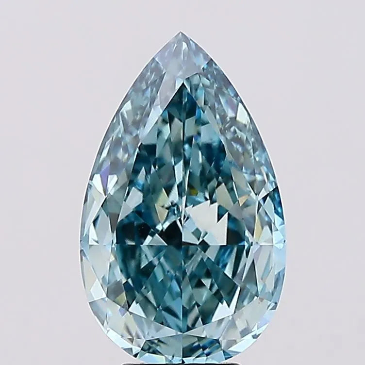 Diamant de laboratoire taille poire de 5,99 ct (couleur bleu verdâtre vif fantaisie, pureté VS1, certifié IGI)