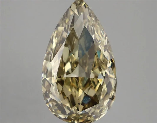 4,29 ct birnenförmiger, im Labor gezüchteter Diamant (Farbe: Fancy Intense Gray Yellow, Reinheit: VVS2, IGI-zertifiziert)