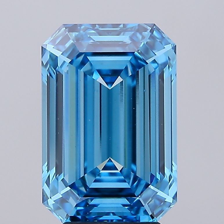 Lab-Grown Emerald Diamond - 5.07 Carats, Fancy Vivid Blue Color, VS1 Clarity - Certified by IGI - Report Number: LG683551283