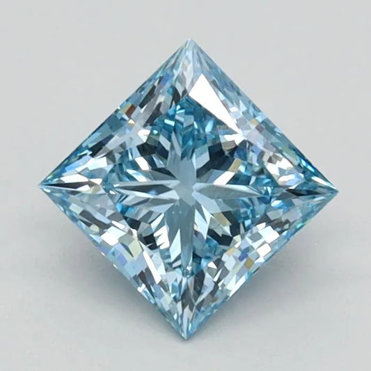 Diamant Princesse de laboratoire de 0,81 ct (couleur bleu vif fantaisie, pureté VVS2, certifié IGI)