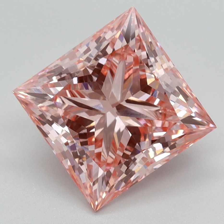 Lab-Grown Princess Diamond - 2.51 Carats, Fancy Vivid Pink Color, VS1 Clarity - Certified by IGI - Report Number: LG576358878