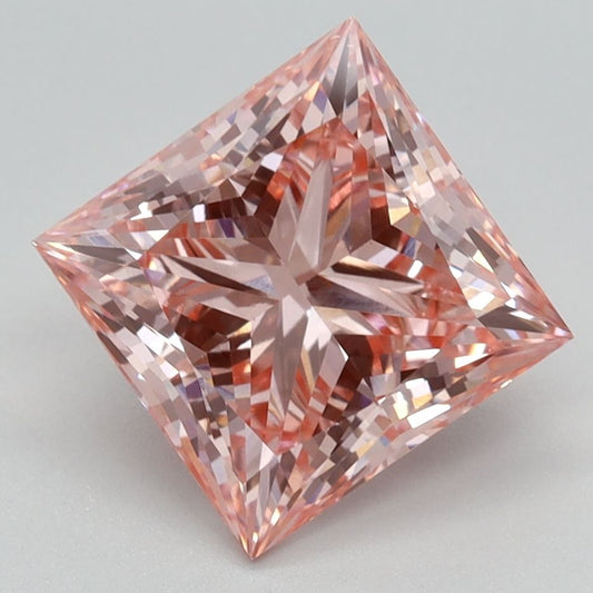 Lab-Grown Princess Diamond - 2.51 Carats, Fancy Vivid Pink Color, VS1 Clarity - Certified by IGI - Report Number: LG576358878