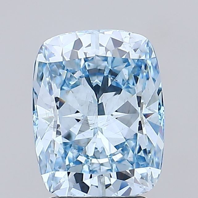 Lab-Grown Cushion Diamond - 2.55 Carats, Fancy Intense Blue Color, VS2 Clarity - Certified by IGI - Report Number: LG665429965