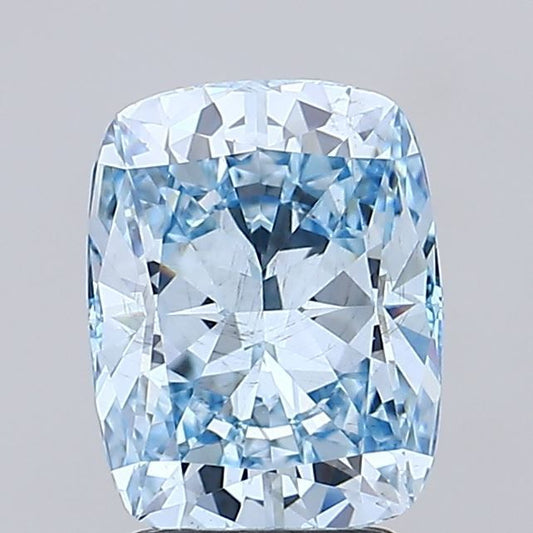 Lab-Grown Cushion Diamond - 2.55 Carats, Fancy Intense Blue Color, VS2 Clarity - Certified by IGI - Report Number: LG665429965