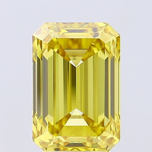 Lab-Grown Emerald Diamond - 4.02 Carats, Fancy Intense Yellow Color, VVS2 Clarity - Certified by IGI - Report Number: LG655442128